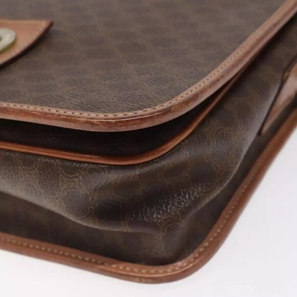 CELINE Macadam Canvas Shoulder Bag PVC Leather Brown Gold Auth KD054 - Picture 4 of 16